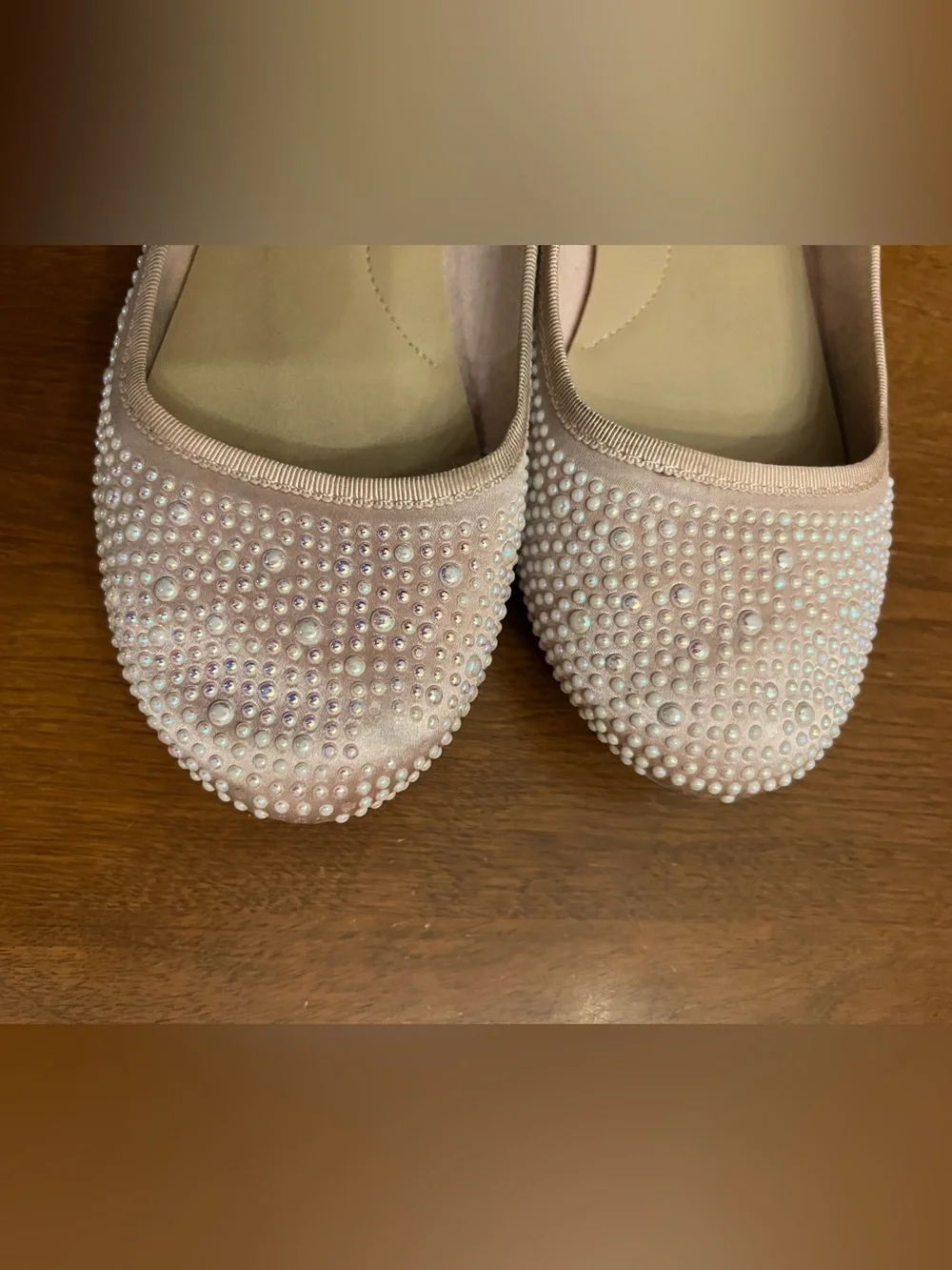 Cat & Jack Pink pearl Embellished Ballet Flats girls 4